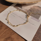 Women's Double Layer Small Round Bead Alloy Chain Bracelet