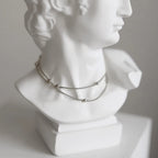 Minimalist Stainless Steel Choker Necklace with Bead Wrapped Chain