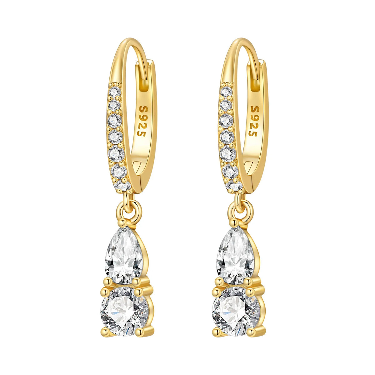 S925 Sterling Silver 18k Gold Modern Square Hoop Earrings
