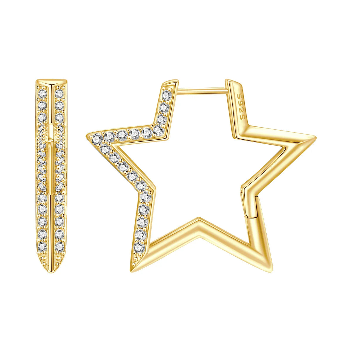 S925 Sterling Silver 18k Gold Modern Square Hoop Earrings