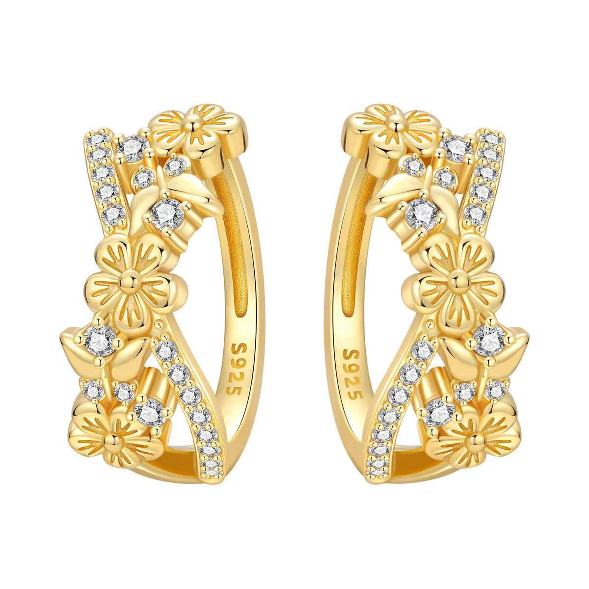 S925 Sterling Silver 18k Gold Modern Square Hoop Earrings