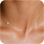 Gold Plated Initial Letter Pendant Necklace Dainty Sideways Choker