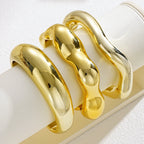 Vintage Hip Hop Cuff Bangle Set 3 Pcs Twisted Wavy Geometric