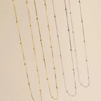 Minimalist Stainless Steel Choker Necklace with Bead Wrapped Chain