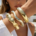 Vintage Hip Hop Cuff Bangle Set 3 Pcs Twisted Wavy Geometric
