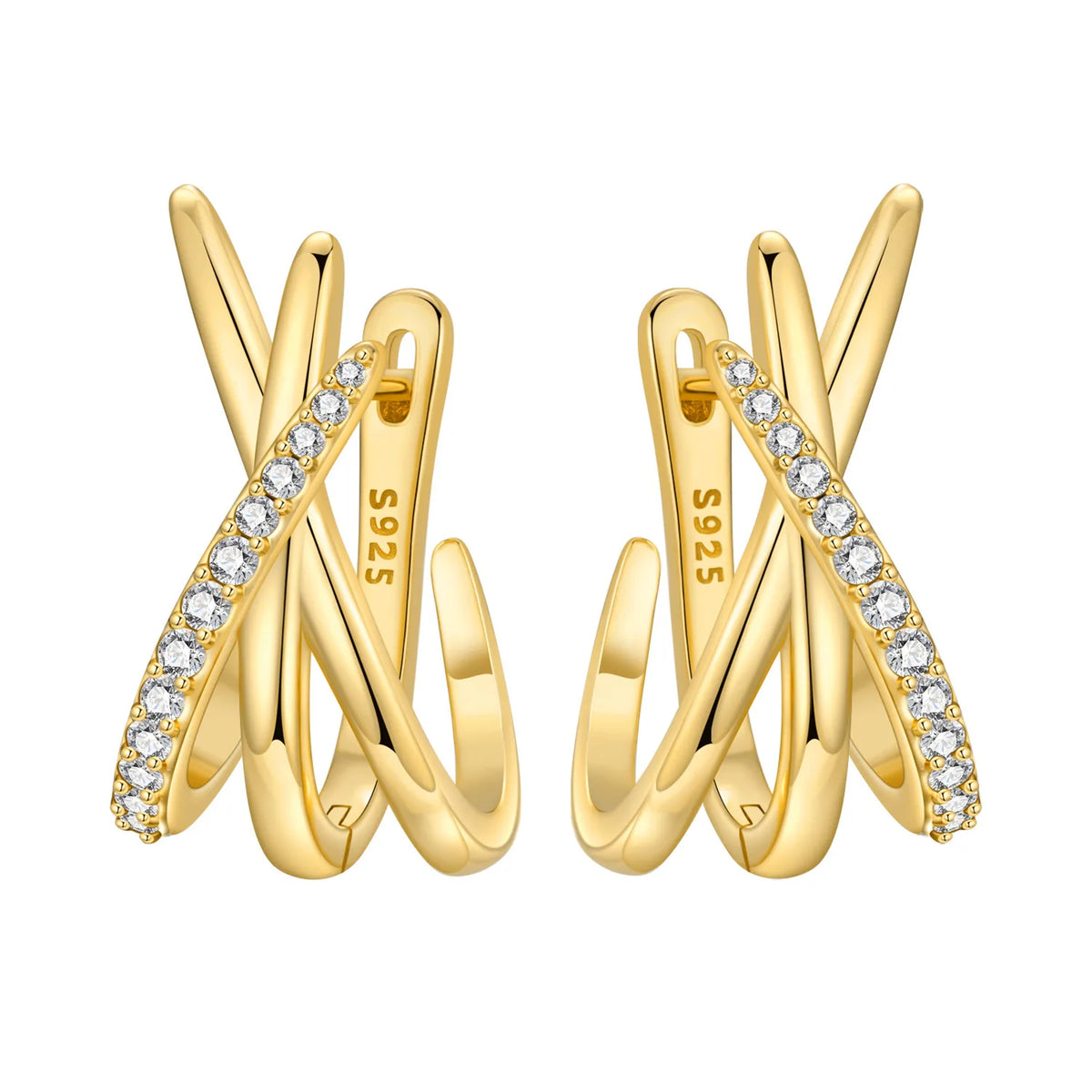 S925 Sterling Silver 18k Gold Modern Square Hoop Earrings