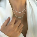 Sparkling Copper Clavicle Chain Choker Necklace for Women