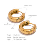 Classic Inlaid Zircon Hoop Earrings Stainless Steel 18k Gold Plated