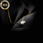 Women's Cubic Zirconia Solitaire Pendant Necklace 316L Stainless Steel
