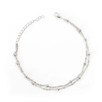 Women's Double Layer Small Round Bead Alloy Chain Bracelet