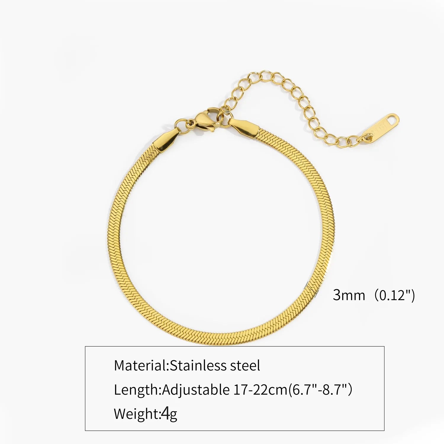 Stainless Steel Snake Chain Bracelet Unisex Hip Hop Jewelry