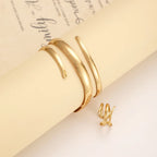 Geometric Bracelet and Ring Jewelry Set for Women