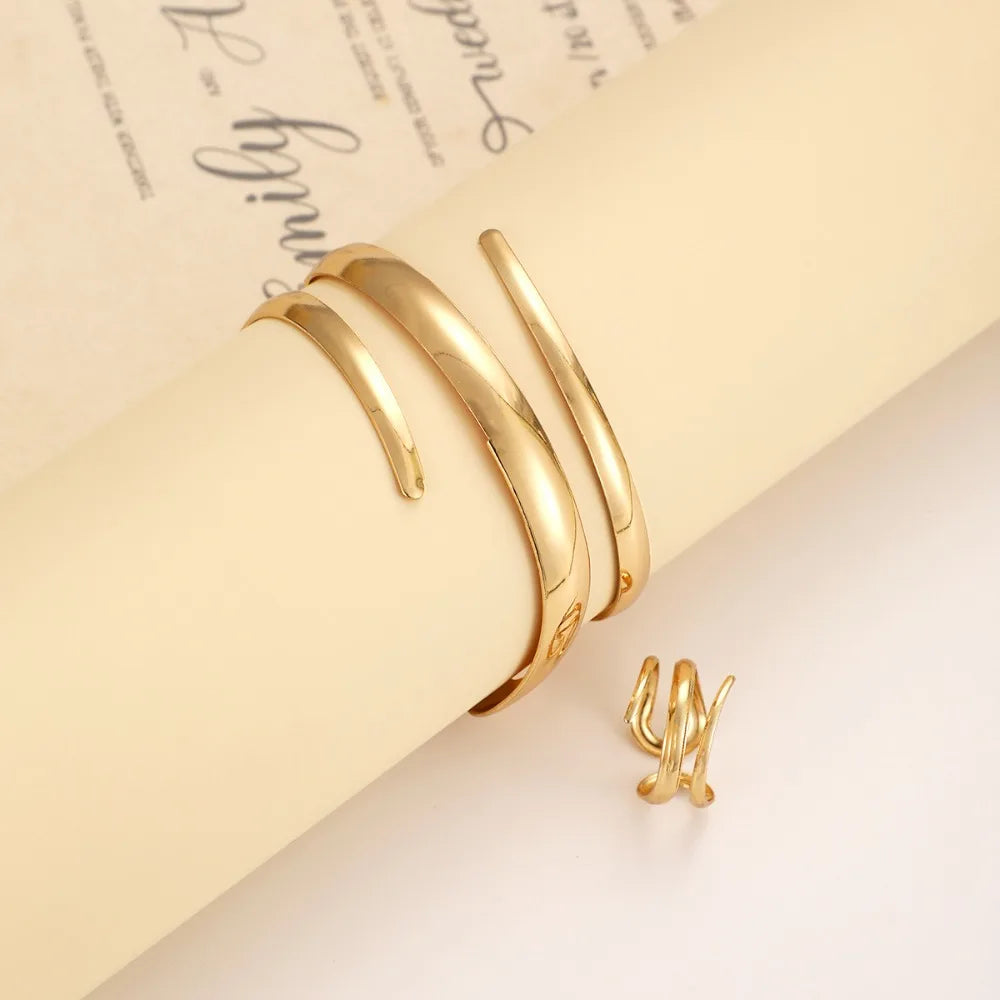 Geometric Bracelet and Ring Jewelry Set for Women
