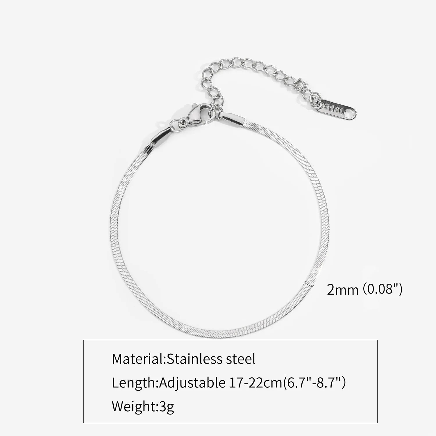 Stainless Steel Snake Chain Bracelet Unisex Hip Hop Jewelry