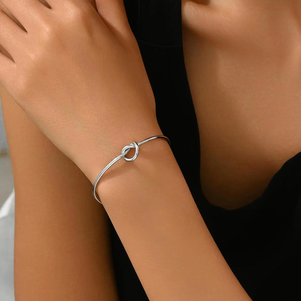 Geometric Water Drop Bangle Adjustable Stainless Steel Arm Bracelet