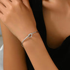Geometric Water Drop Bangle Adjustable Stainless Steel Arm Bracelet
