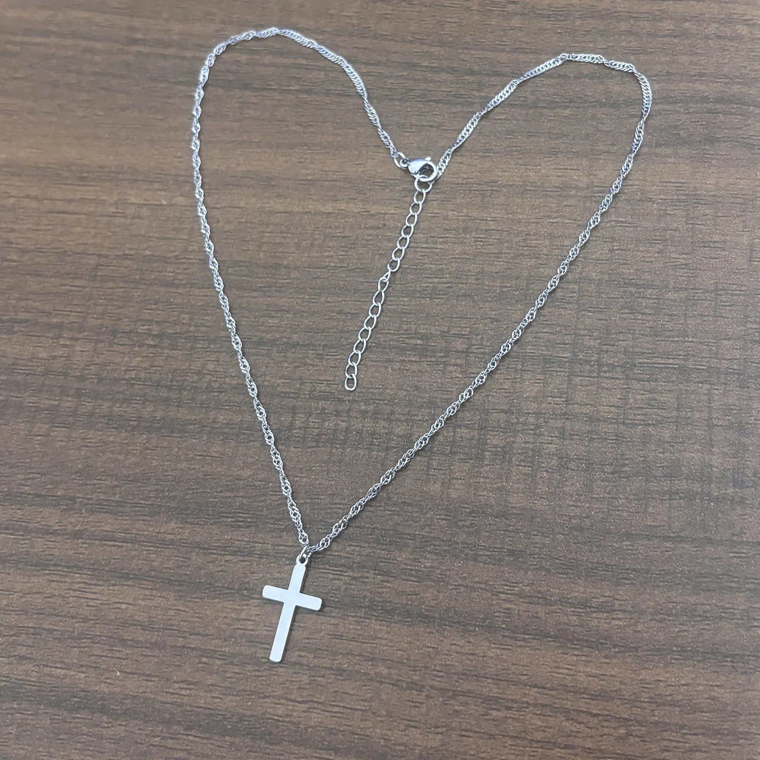 18k Gold Plated Stainless Steel Cross Necklace with Zirconia Pendant