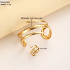 Geometric Bracelet and Ring Jewelry Set for Women