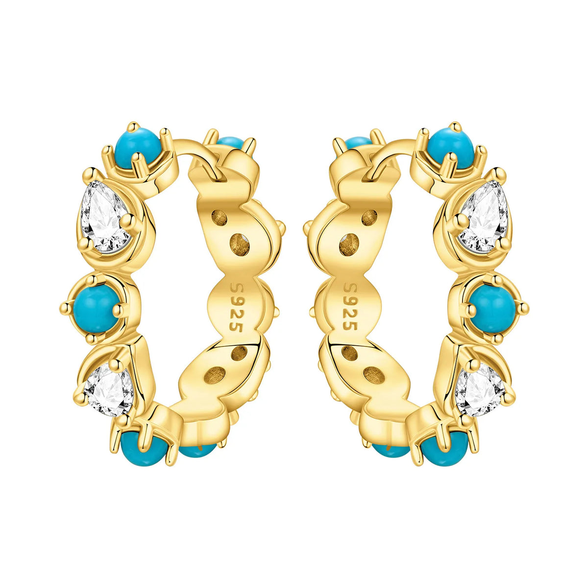 S925 Sterling Silver 18k Gold Modern Square Hoop Earrings