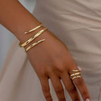 Geometric Bracelet and Ring Jewelry Set for Women