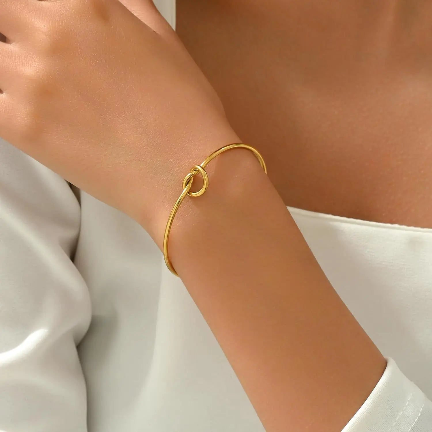 Geometric Water Drop Bangle Adjustable Stainless Steel Arm Bracelet
