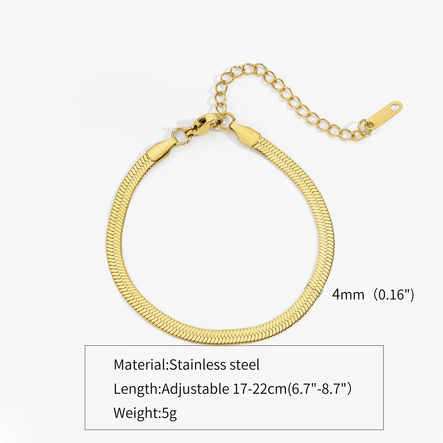 Stainless Steel Snake Chain Bracelet Unisex Hip Hop Jewelry