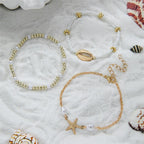 3Pcs Bohemian Shell Starfish Bracelet Set Pearl Beads Beach Jewelry