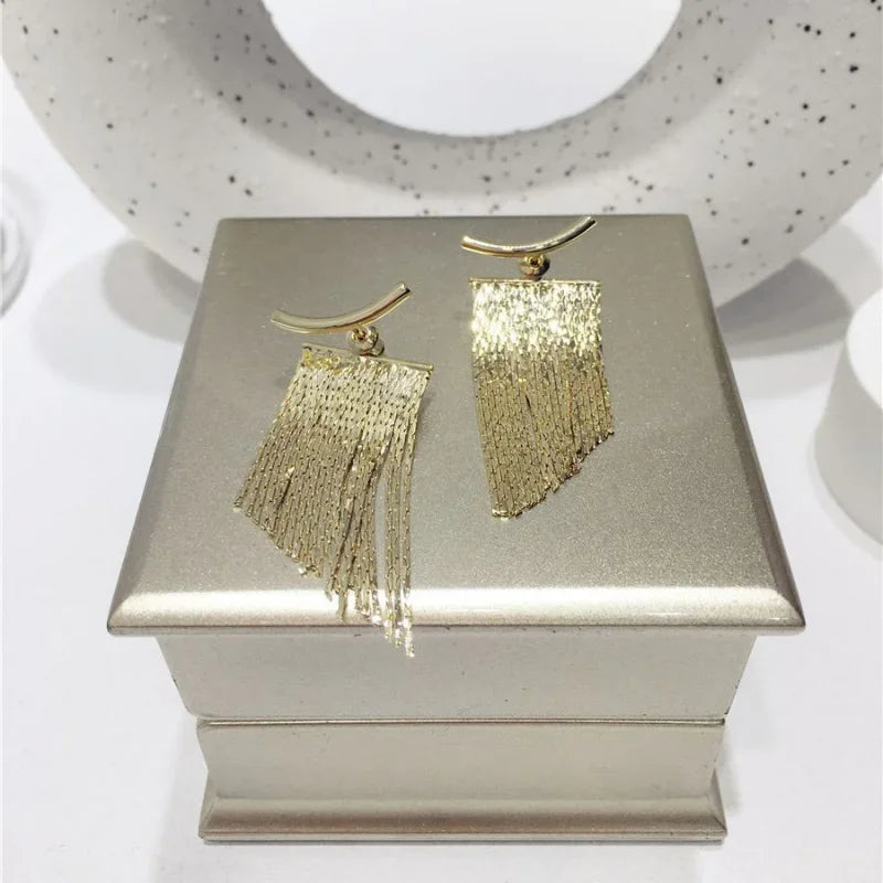 Geometric Tassel Drop Earrings Vintage Style Jewelry for Women