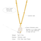 Natural Pearl Pendant Necklace Stainless Steel Waterproof for Women