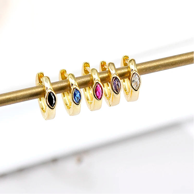 Women's 925 Sterling Silver Oval Zircon Hoop Earrings