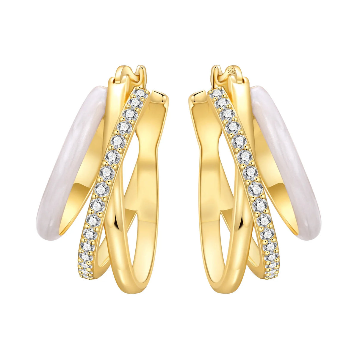 S925 Sterling Silver 18k Gold Modern Square Hoop Earrings