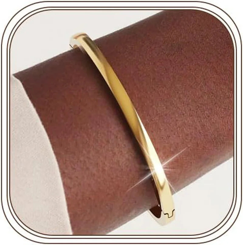 Minimalist Adjustable Stainless Steel Open Cuff Bangle Bracelet