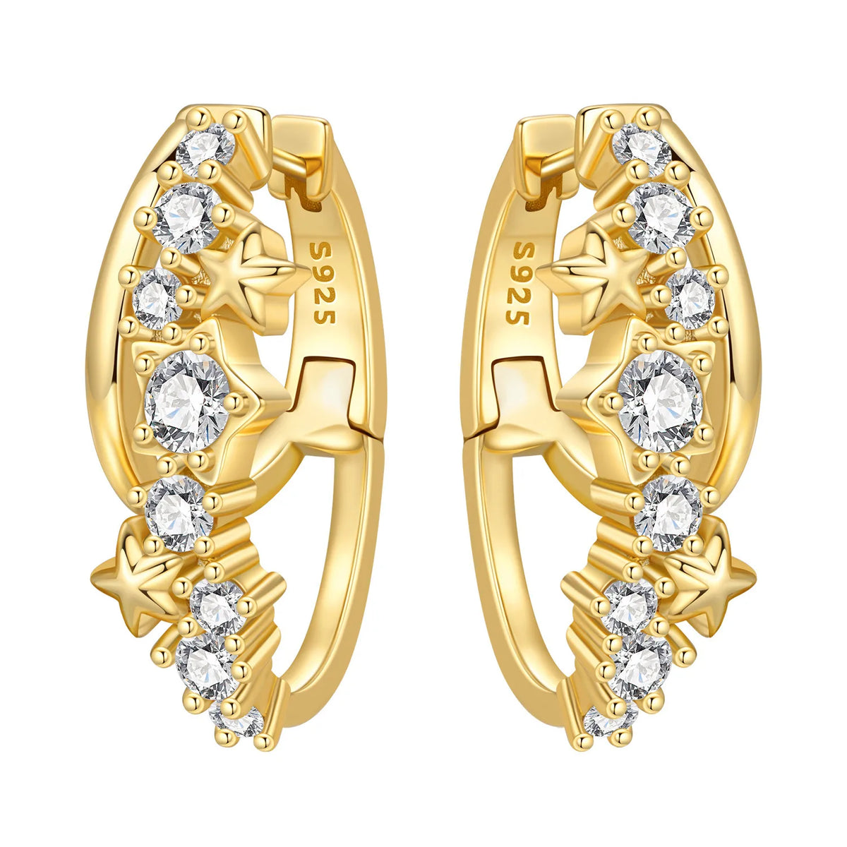 S925 Sterling Silver 18k Gold Modern Square Hoop Earrings