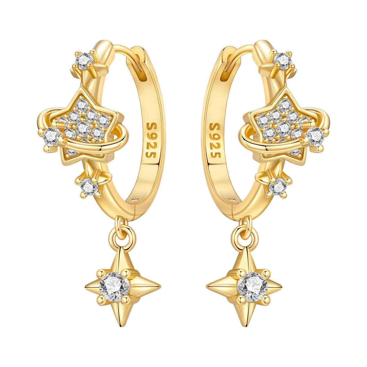 S925 Sterling Silver 18k Gold Modern Square Hoop Earrings