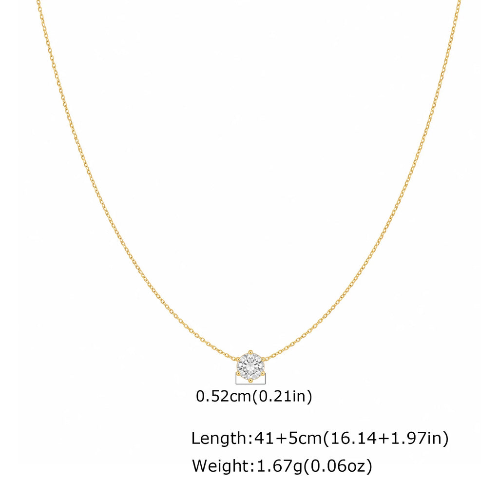 Minimalist Solitaire Zircon Choker Necklace 18K Gold Plated Stainless Steel