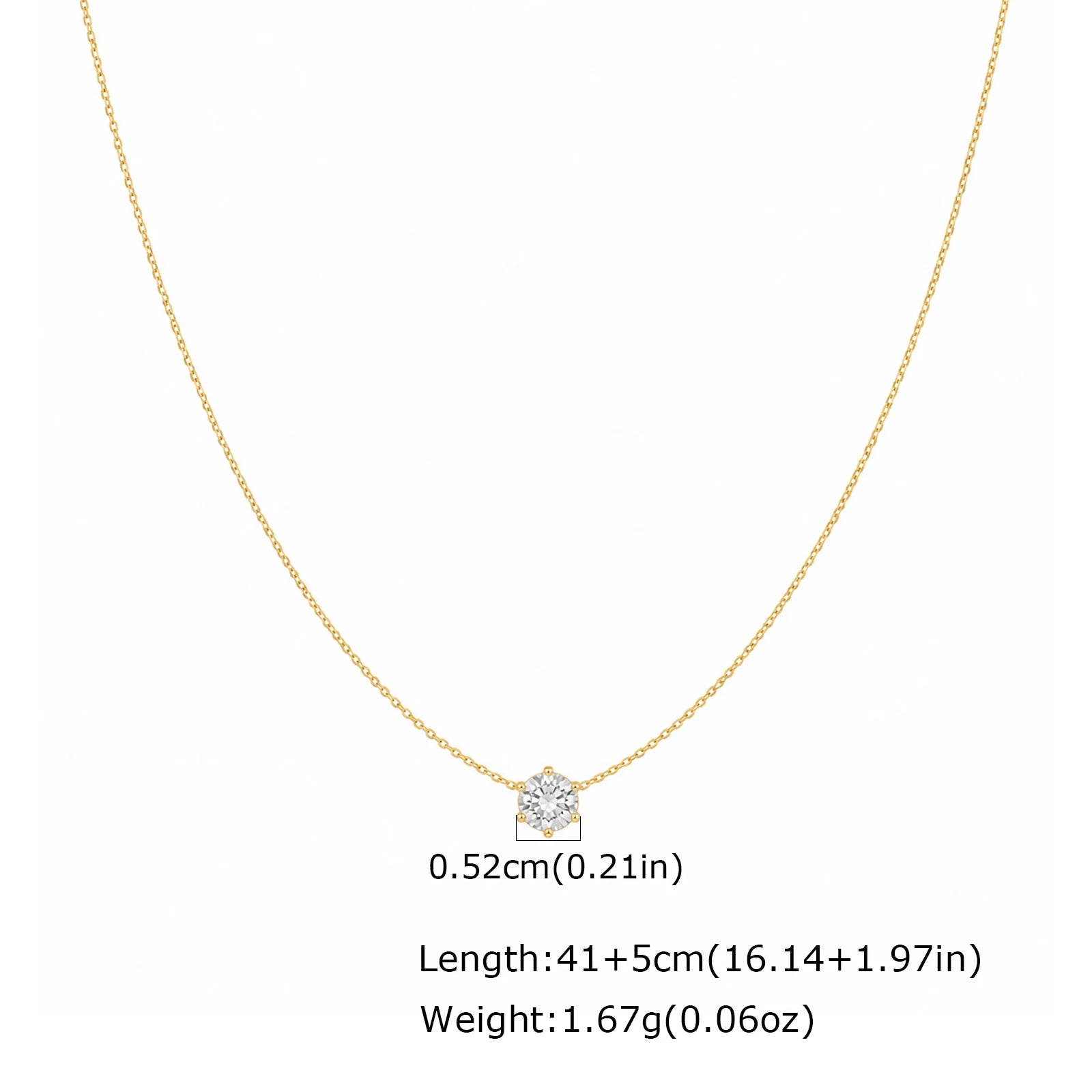 Minimalist Solitaire Zircon Choker Necklace 18K Gold Plated Stainless Steel