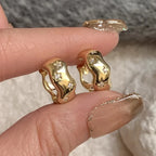 Zircon Star Wave Hoop Earrings Gold Minimalist Jewelry