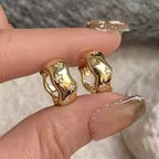 Zircon Star Wave Hoop Earrings Gold Minimalist Jewelry