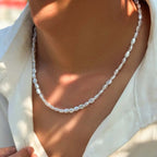 Simple Imitation Pearl Beaded Choker Necklace and Bracelet