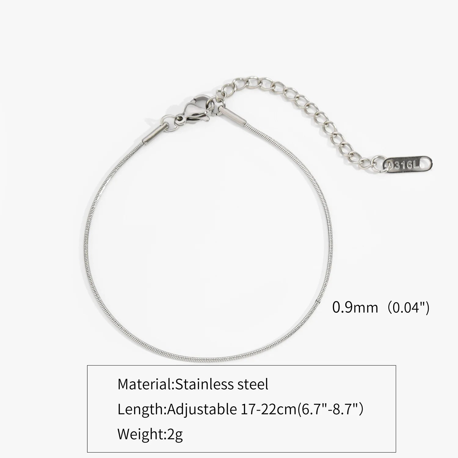 Stainless Steel Snake Chain Bracelet Ultra-fine Women's Minimalist Gold Silver