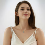 Sapphire Pendant Necklace Women's Stainless Steel Romantic Jewelry Summer