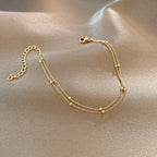 Women's Double Layer Small Round Bead Alloy Chain Bracelet