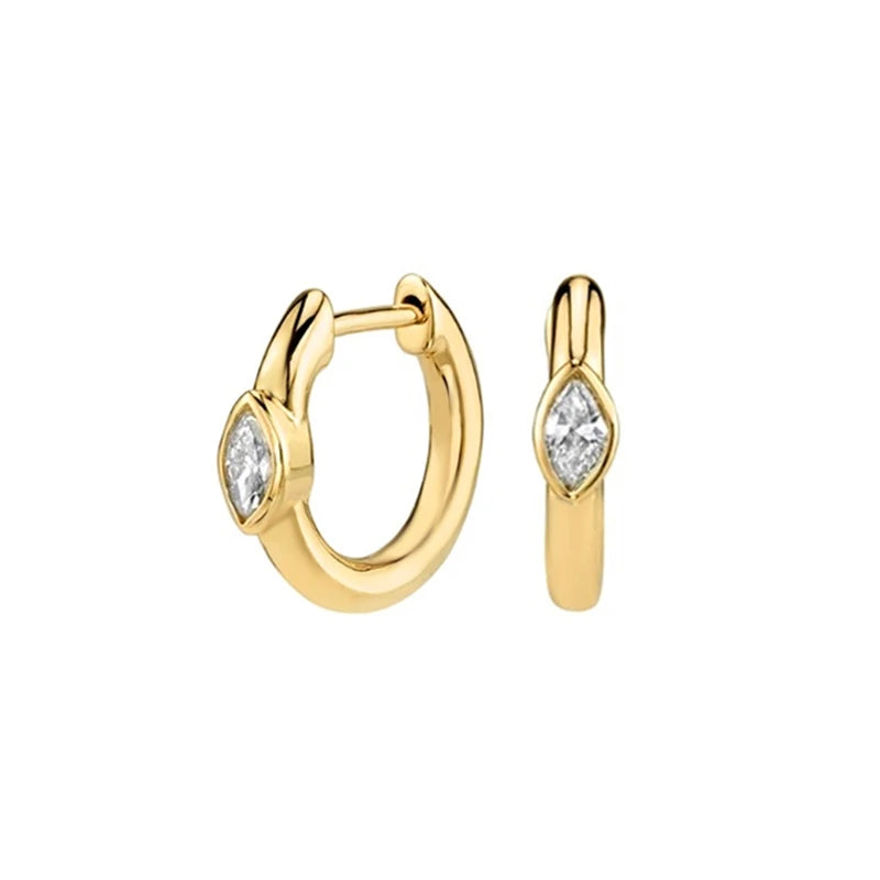 Women's 925 Sterling Silver Oval Zircon Hoop Earrings