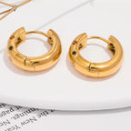 Classic Inlaid Zircon Hoop Earrings Stainless Steel 18k Gold Plated