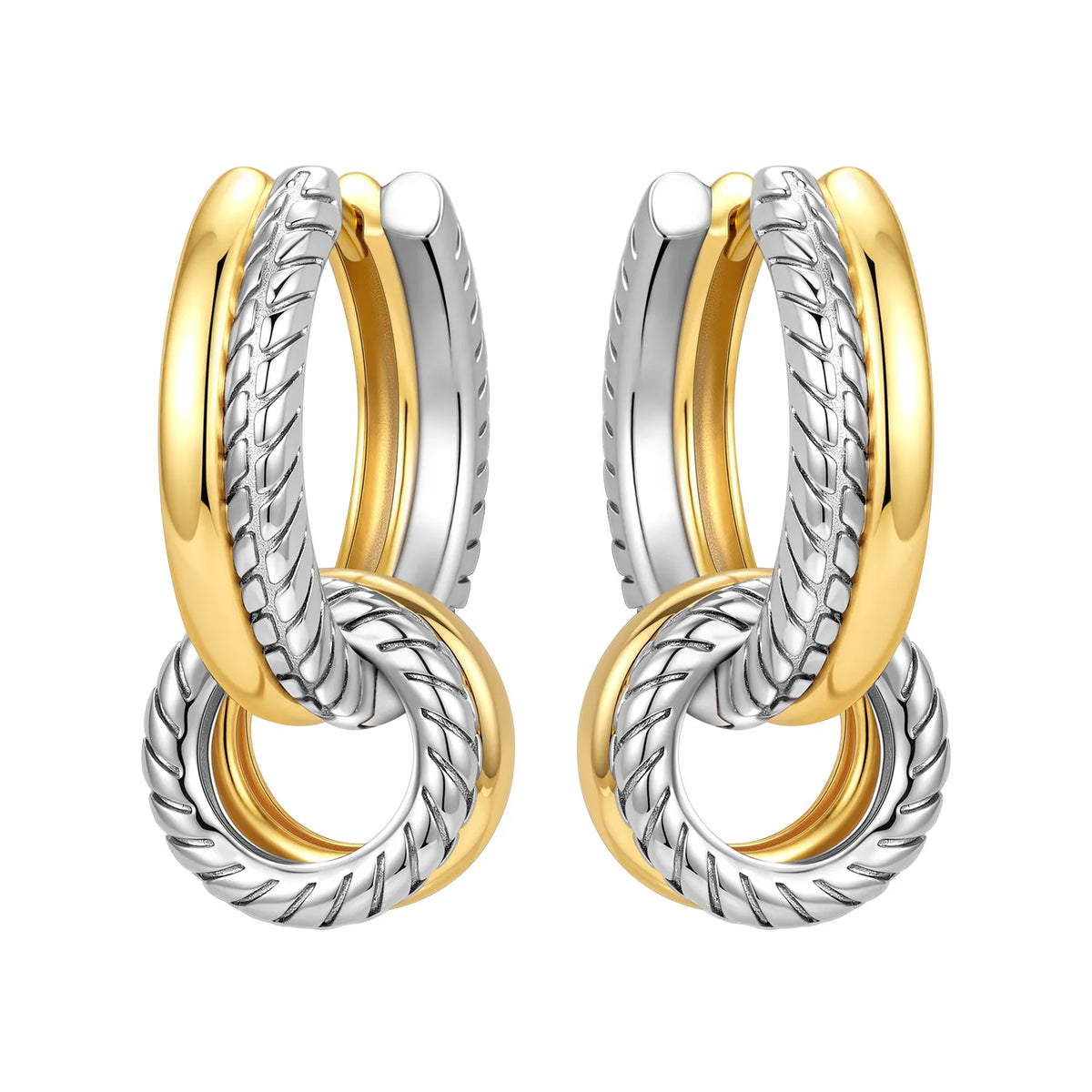 S925 Sterling Silver 18k Gold Modern Square Hoop Earrings