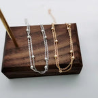 Women's Double Layer Small Round Bead Alloy Chain Bracelet