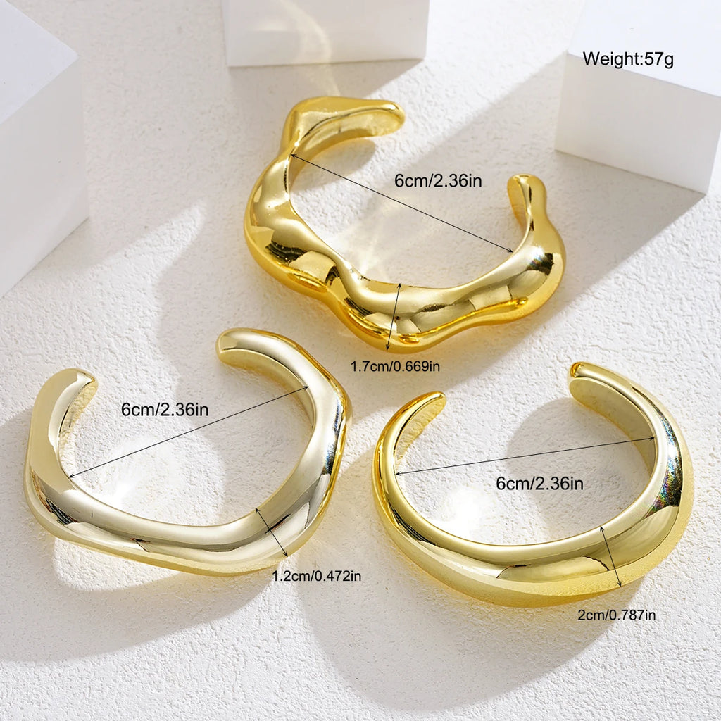 Vintage Hip Hop Cuff Bangle Set 3 Pcs Twisted Wavy Geometric