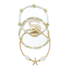 3Pcs Bohemian Shell Starfish Bracelet Set Pearl Beads Beach Jewelry