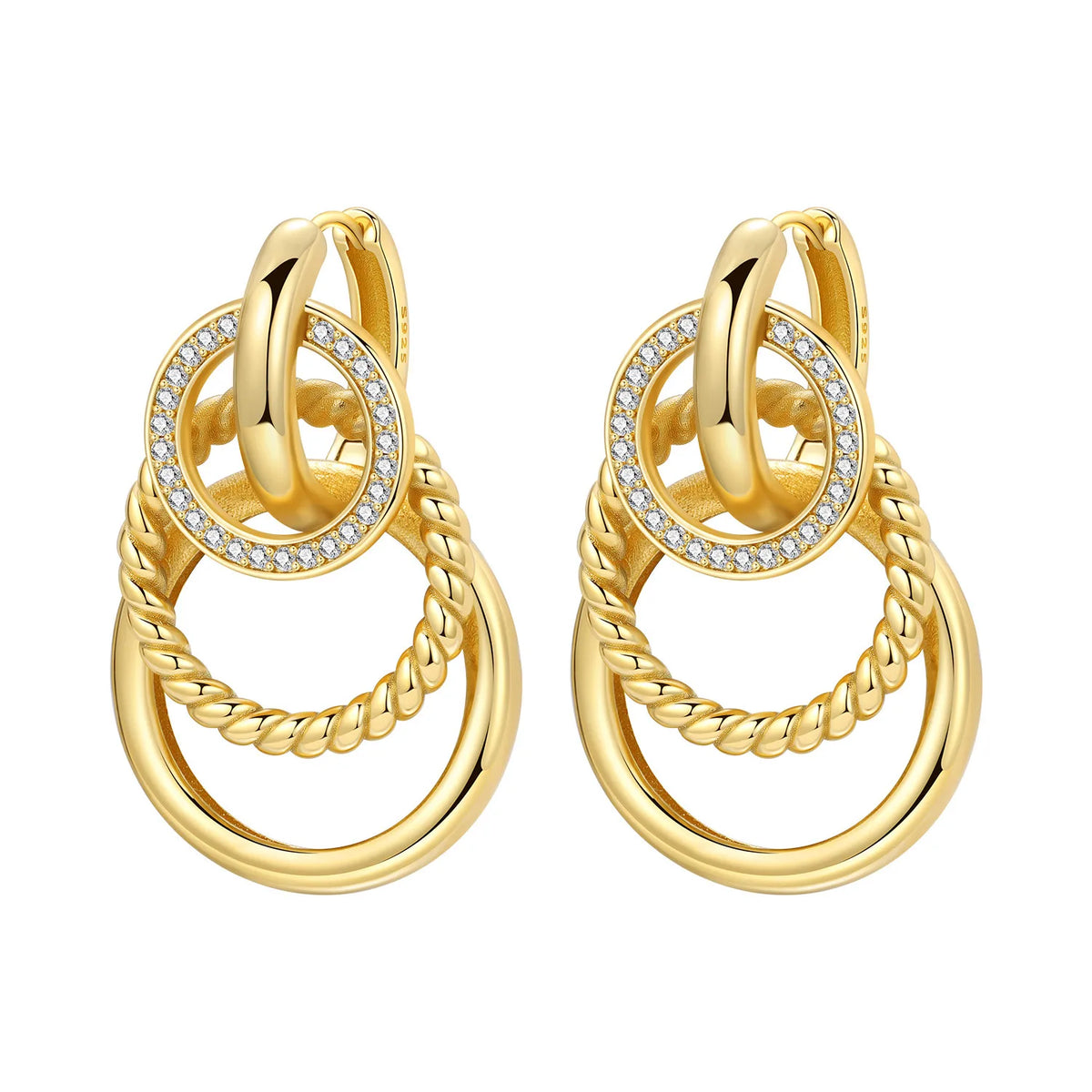 S925 Sterling Silver 18k Gold Modern Square Hoop Earrings
