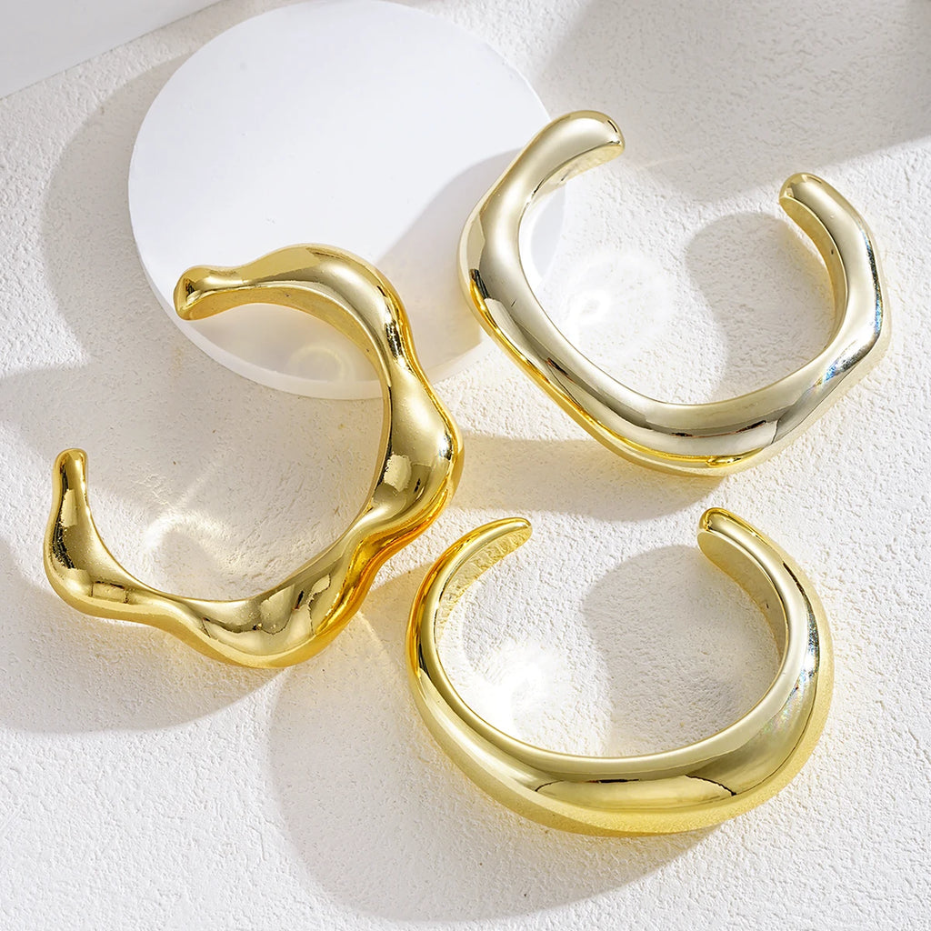 Vintage Hip Hop Cuff Bangle Set 3 Pcs Twisted Wavy Geometric